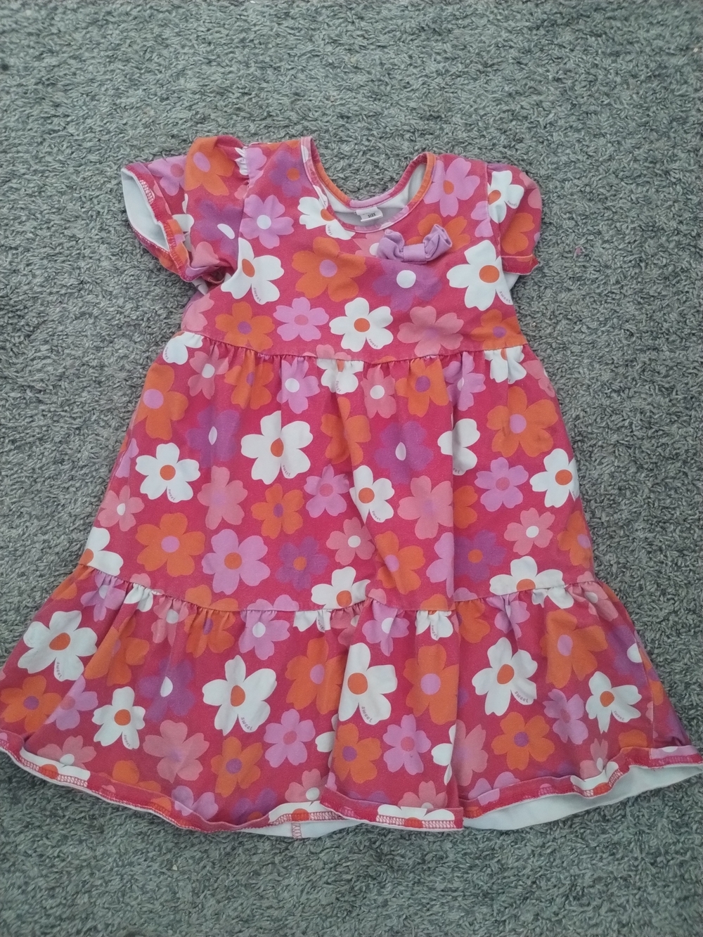 Girls Pink Floral Tiered Dress Size 7